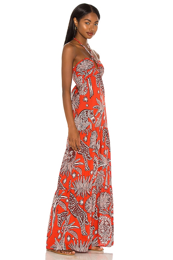 view 2 of 3 MAXIVESTIDO SENORES DEL FUEGO in Macondo Picante Red & Chocolate