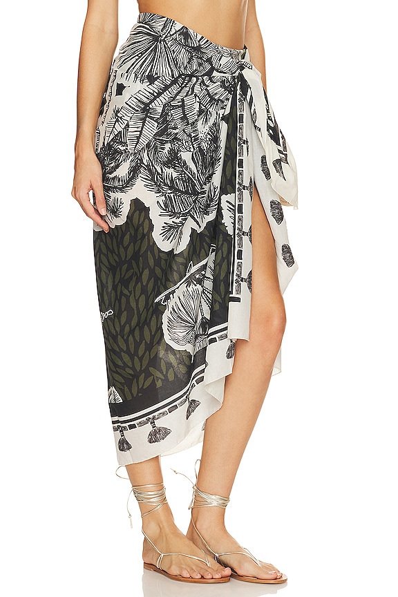 view 2 of 4 Palm De Joy Pareo in Deep Green, Ecru, & Black