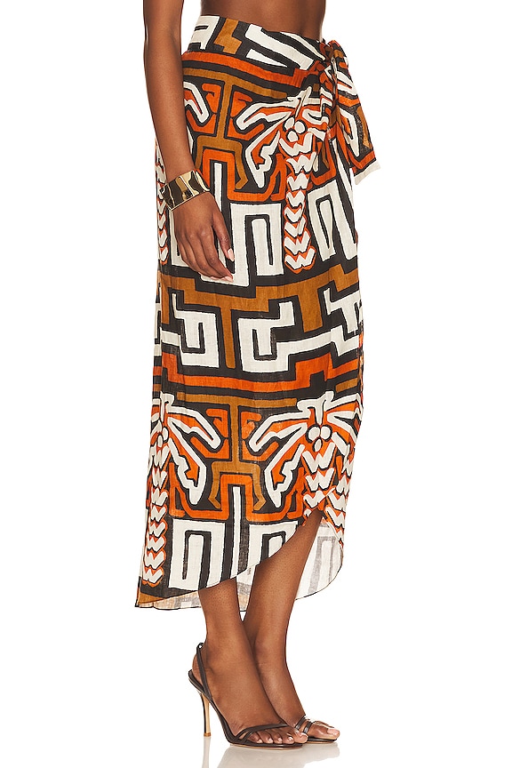 view 2 of 4 Sea of Sand Wrap Skirt in Kuna Chocolate, Terracotta, & Ecru
