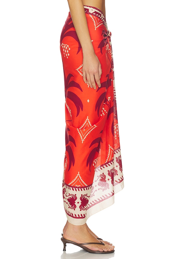 view 2 of 6 Dance Of Pareo in Red, Ecru & Dark Cherry