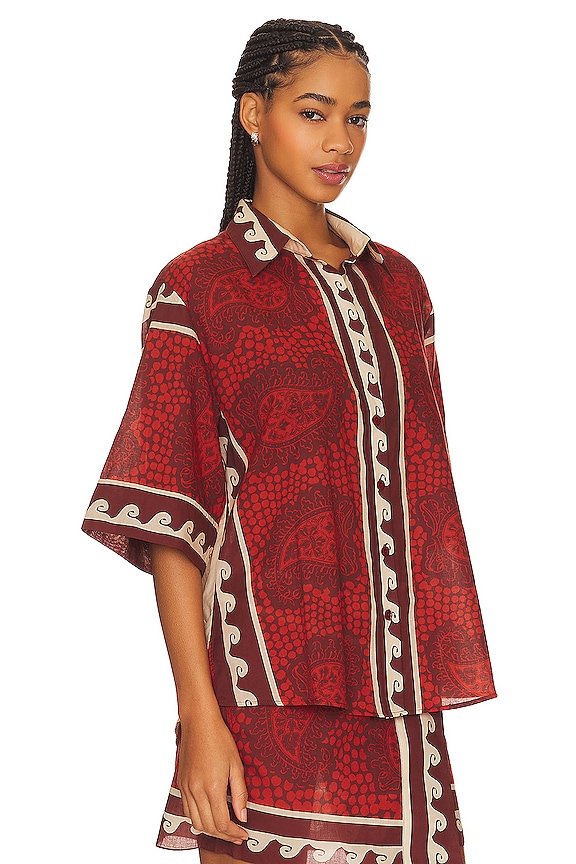 view 2 of 4 Situation Shirt in Paisley Red & Ecru