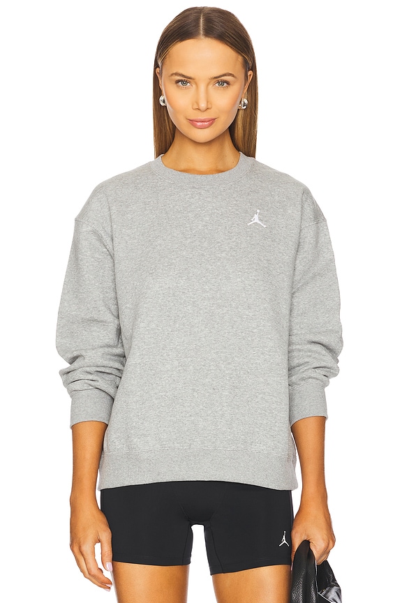view 1 of 5 Brooklyn Fleece Crewneck Sweatshirt in Dark Grey Heather & White