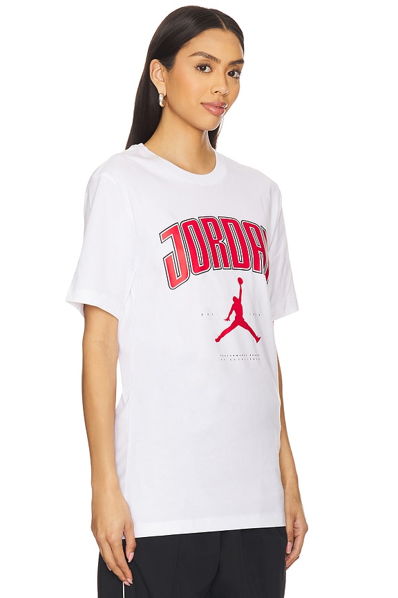 view 2 of 4 J City 88 Short Sleeve Tee in White & Gym Red