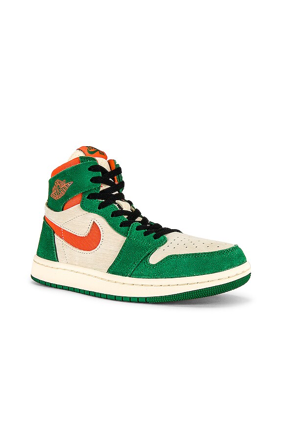 view 2 of 6 Air Jordan 1 Zoom Comfort 2 Sneaker in Pine Green, Orange Blaze, & Muslin