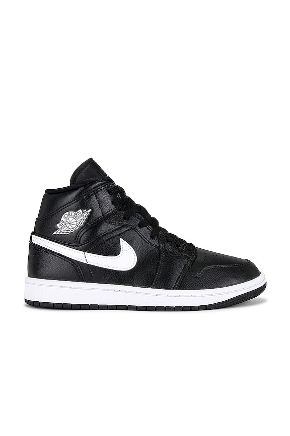 Jordan Air Jordan 1 Mid Sneaker in Black, White, & Black | REVOLVE