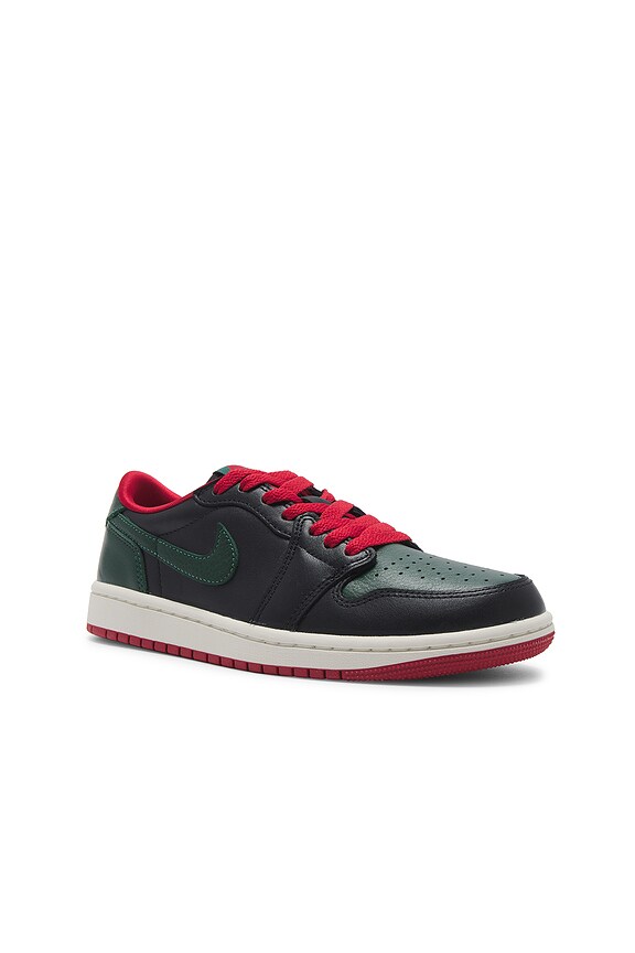 view 2 of 7 Air Jordan 1 Low Og Sneaker in Black, Gorge Green, & Varsity Red
