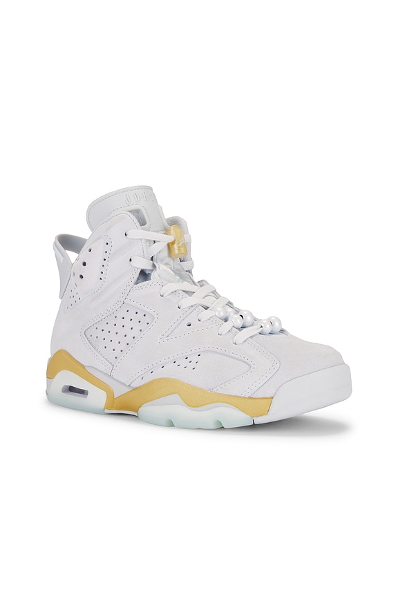 view 2 of 6 Air Jordan 6 Retro Sneaker in Pure Platinum, Glacier Blue, & Metallic Gold
