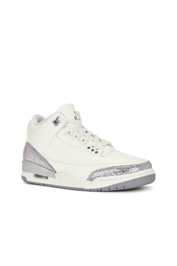 view 2 of 6 Air Jordan 3 Retro Sneaker in Sail, Cement Grey & Metallic Silver