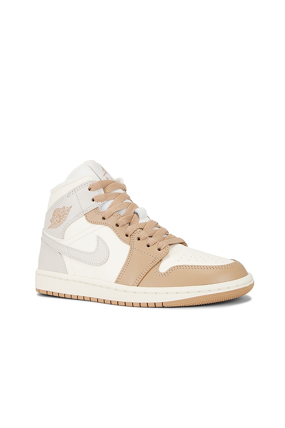 view 2 of 6 Air Jordan 1 Mid Sneaker in Pale Ivory, Light Orewood Brown, Hemp & Sail