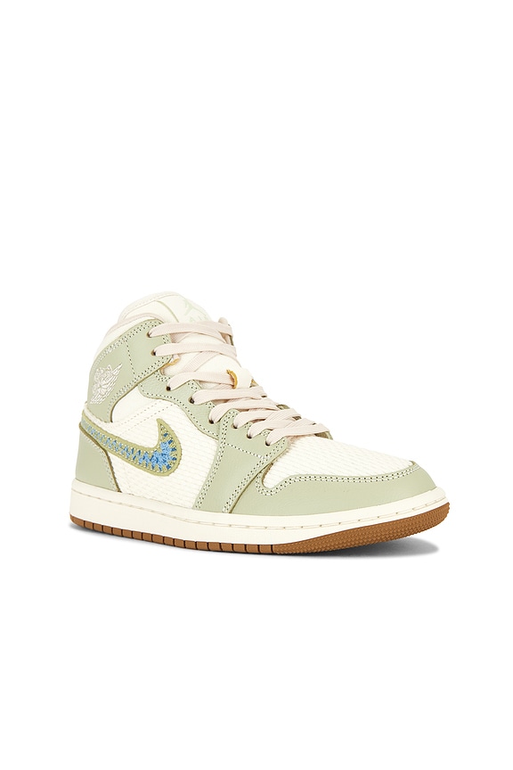 view 2 of 6 Air Jordan 1 Mid SE Sneaker in Olive Aura, Pearl White & Lawn