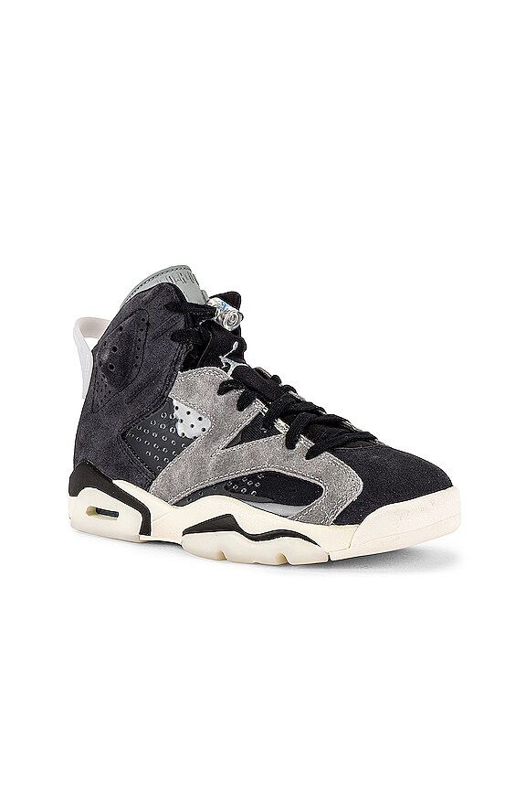view 2 of 7 Air Jordan 6 Retro Sneaker in Black, Chrome, Light Smoke Grey & Sail