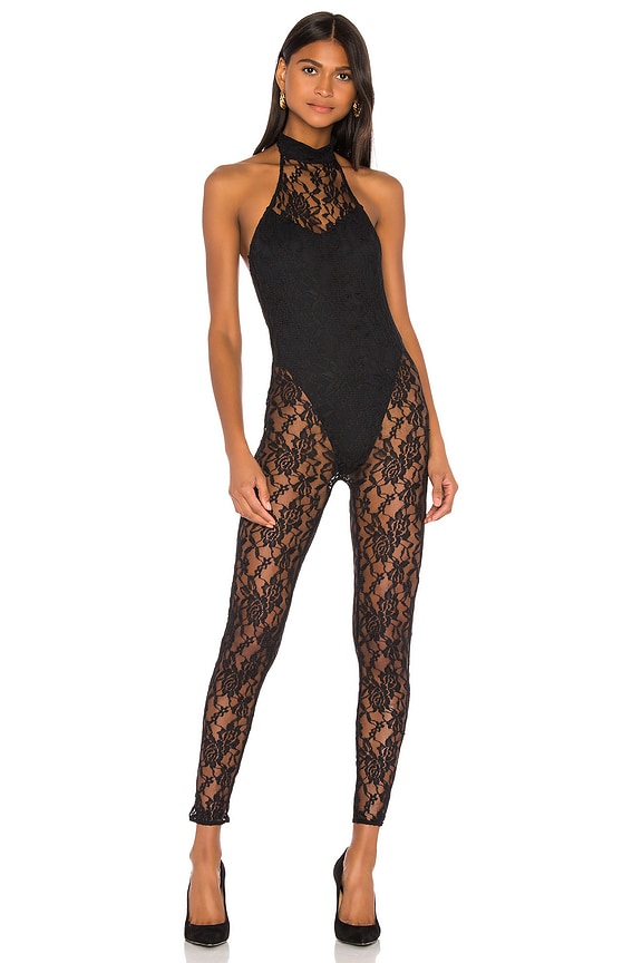 view 2 of 4 x REVOLVE Halter Catsuit in Black Lace