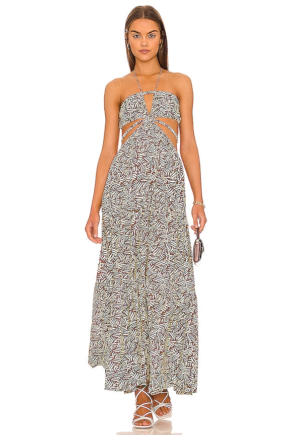 view 1 of 3 Laurel Cut Out Maxi Dress in Palm Leaf Coffee