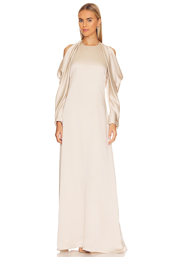view 2 of 5 Caitlyn Draped Off Shoulder Gown in Champagne