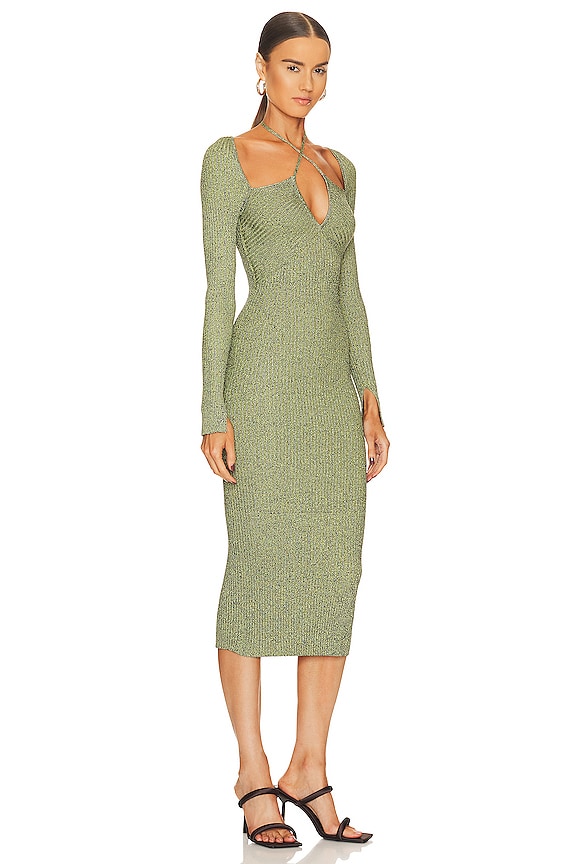 view 2 of 3 Elijah Lace Up Halter Tie Midi Dress in Midnight Multi