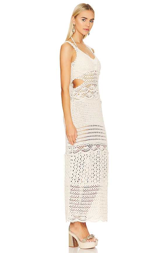 view 2 of 3 Cory Hand Crochet Multi Stitch Cut Out Maxi Dress in Ivory