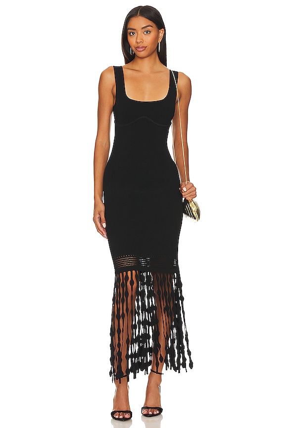 view 1 of 3 VESTIDO CON FLECOS SIGNA in Black