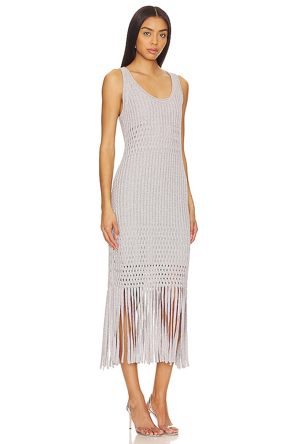 view 2 of 4 ROBE MIDI FRANGÉE JOCELYN in Silver