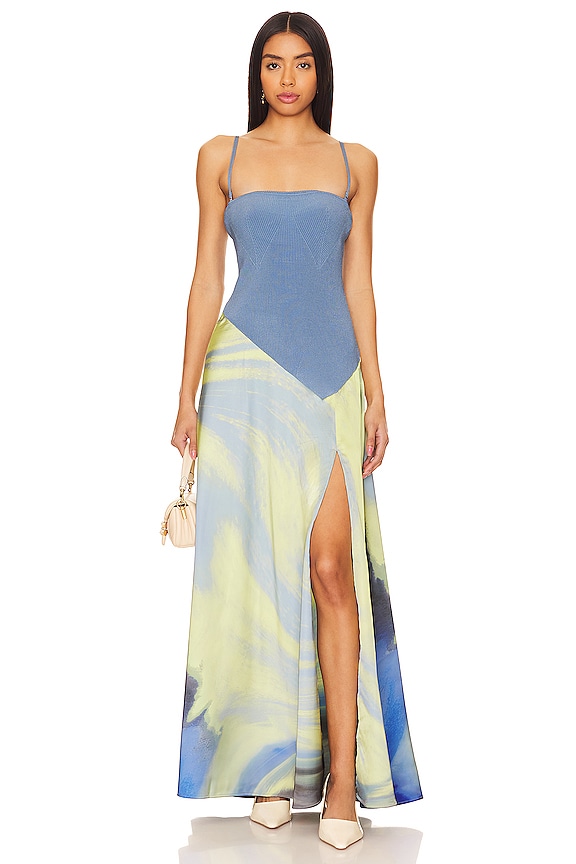 view 2 of 5 Kory Bustier Gown in Marina Blue Print