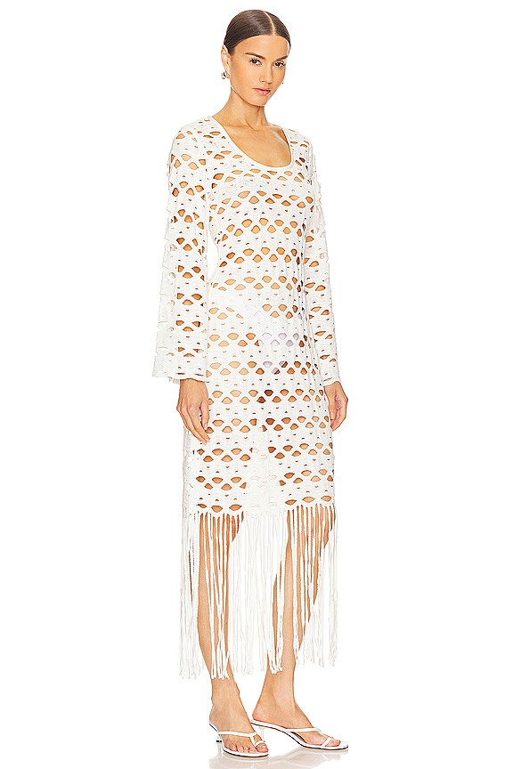 view 2 of 3 ROBE MIDI FRANGÉE PIERCE in White