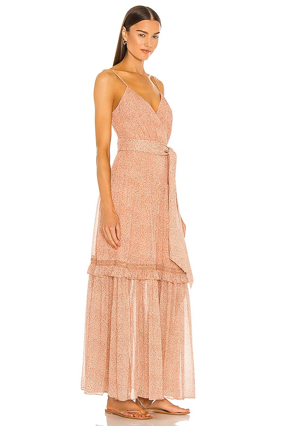 view 2 of 3 Gia Printed Crinkle Chiffon Dress in Caramel Ditsy Dot