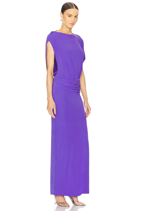 view 2 of 4 Hollins Asymmetric Cape Gown in Ultraviolet