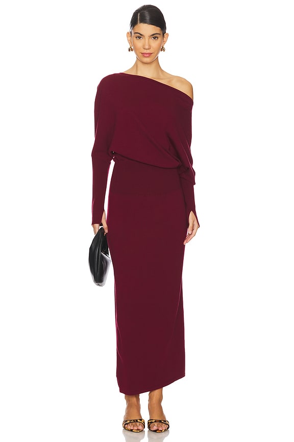 view 2 of 4 Janese Off Shoulder Midi Dress in Oxblood
