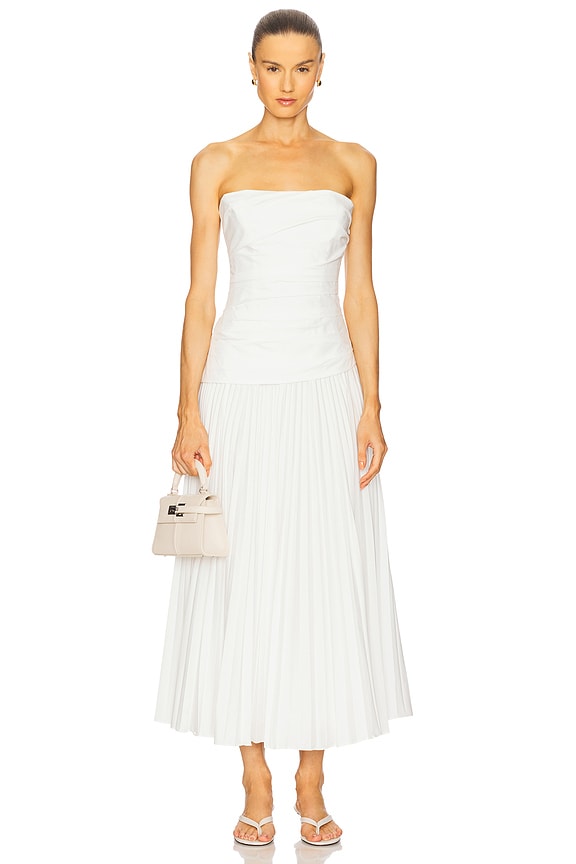 view 1 of 3 Arie Strapless Bustier Midi Dress in White