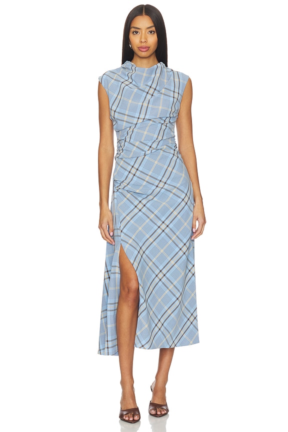 view 1 of 4 Burke Draped Midi Dress in Horizon Plaid