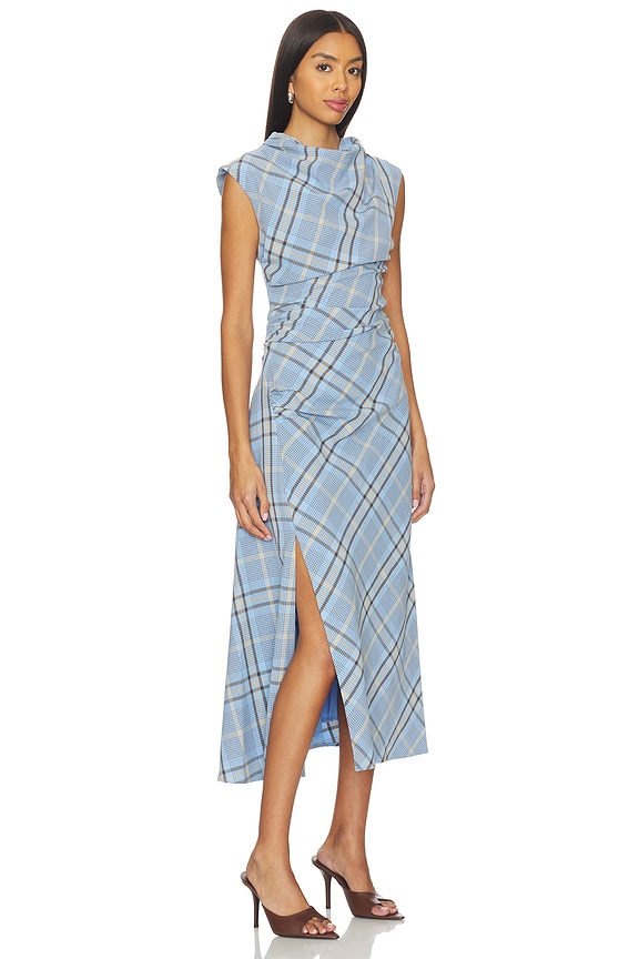 view 2 of 4 Burke Draped Midi Dress in Horizon Plaid
