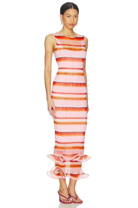 view 2 of 3 Daniella Plisse Midi Dress in Blossom Stripe