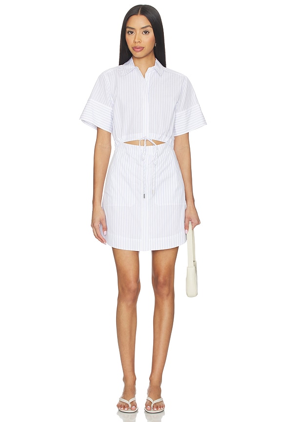 view 1 of 4 Marcy Cotton Mini Shirt Dress in White Stripe
