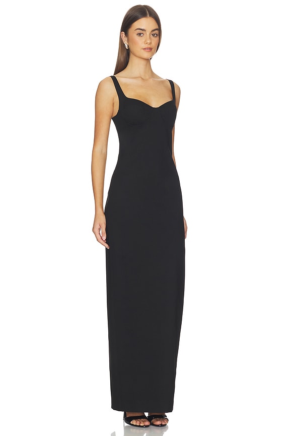 view 2 of 3 VESTIDO LARGO DE NEOPRENO CON CORTE ENTALLADO CABOT in Black