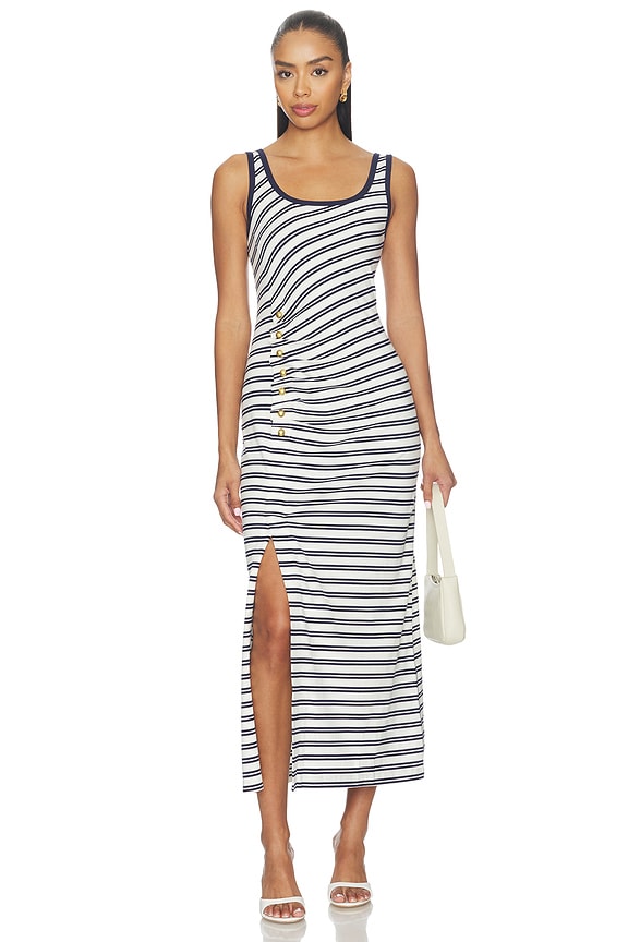 view 1 of 4 VESTIDO BECKER COTTON JERSEY MIDI in Midnight Stripe
