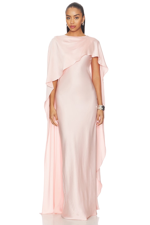 view 1 of 3 Izel Cape Gown in Bubblegum