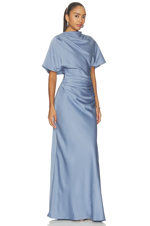 view 2 of 3 Annibelis Short Sleeve Gown in Dusty Blue