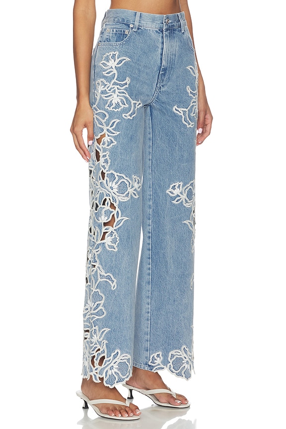 view 2 of 6 Porter Embroidered Denim Pant in Light Indigo