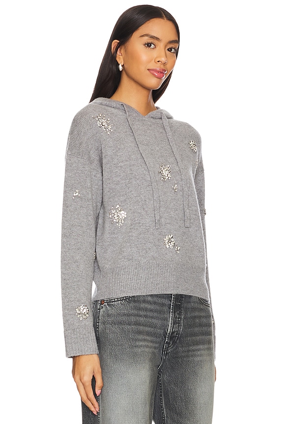 view 2 of 5 Karmen Embellished Hooded Top in Grey Melange
