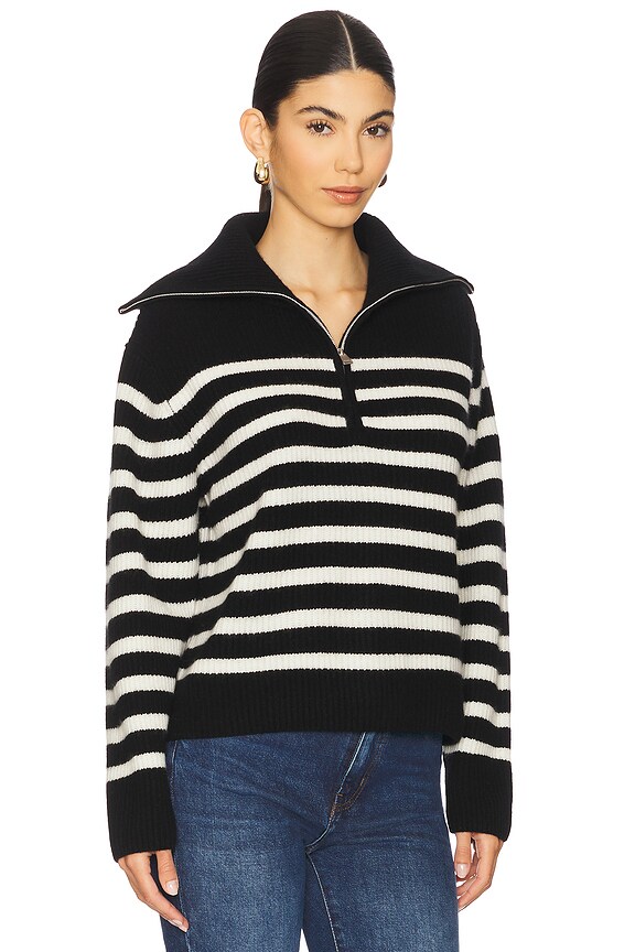 view 2 of 4 LANDRY 스웨터 in Black Ivory Stripe