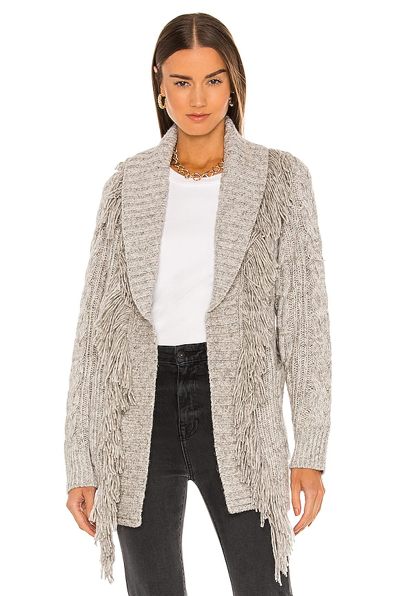 view 2 of 5 Margaret Fringe Shawl Cardigan in Grey Melange