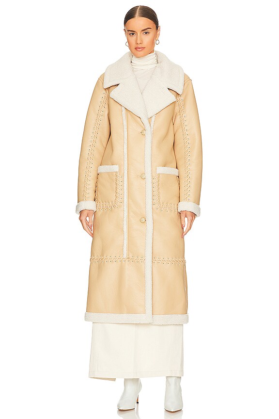 view 2 of 4 Windsor Faux Sherpa Biker Coat in Scone Multi