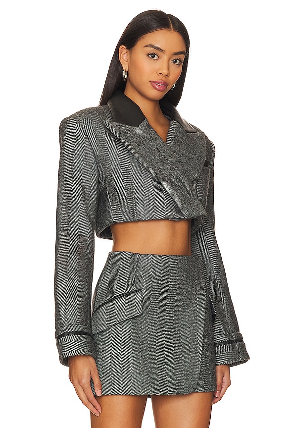 view 2 of 4 BLAZER RECORTADO CLARE in Black Herringbone