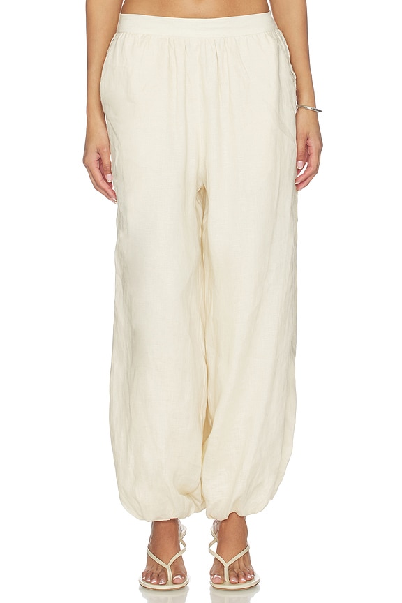 view 1 of 6 Selah Linen Lace Balloon Pant in Sand