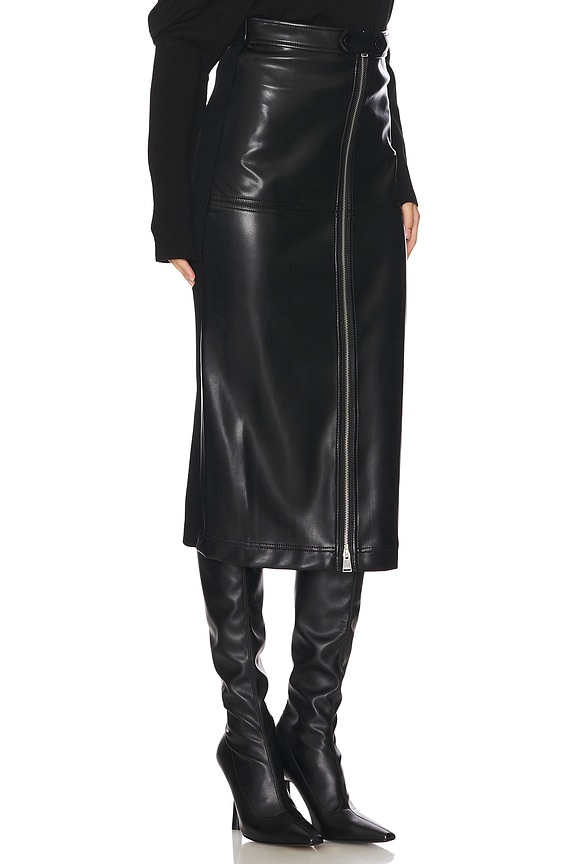 view 2 of 6 Bianca Faux Leather Midi Skirt in Black