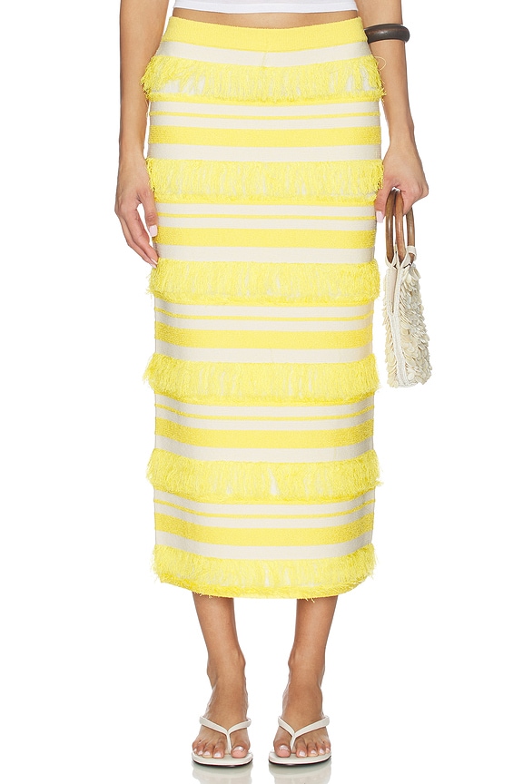 view 1 of 6 JUPE MIDI EN MAILLE LULA in Solar Stripe