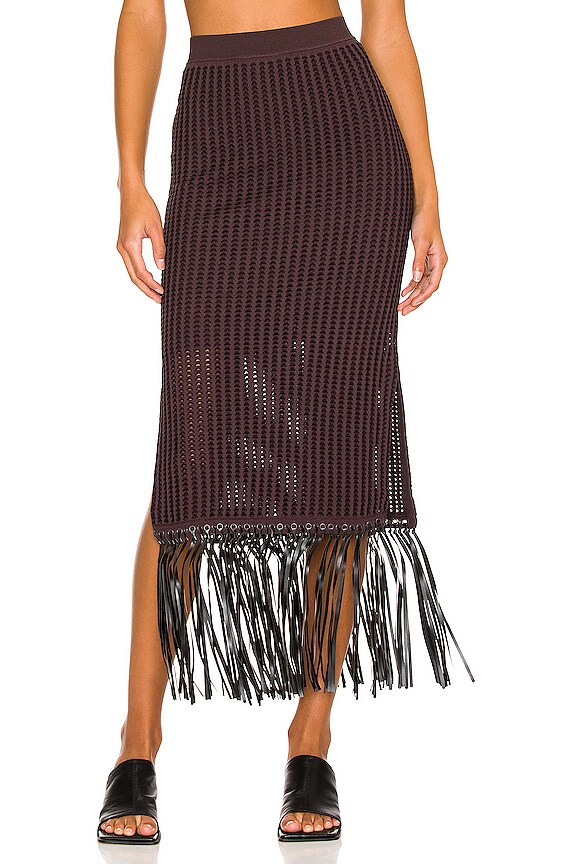 view 2 of 5 Arden Fringe Skirt in Chocolate & Black