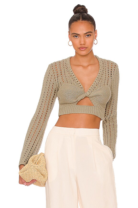 view 1 of 4 Nile Corded Crochet Twisted Top in Rosemary