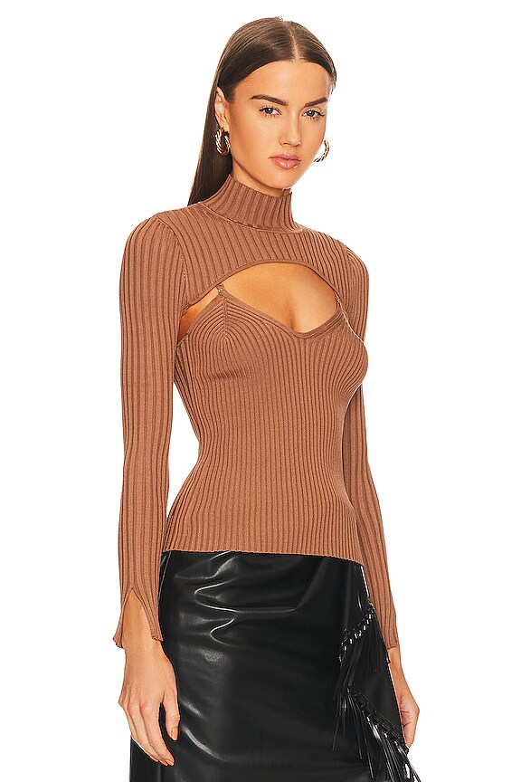 view 2 of 4 Fleur Compact Rib Turtleneck in Latte