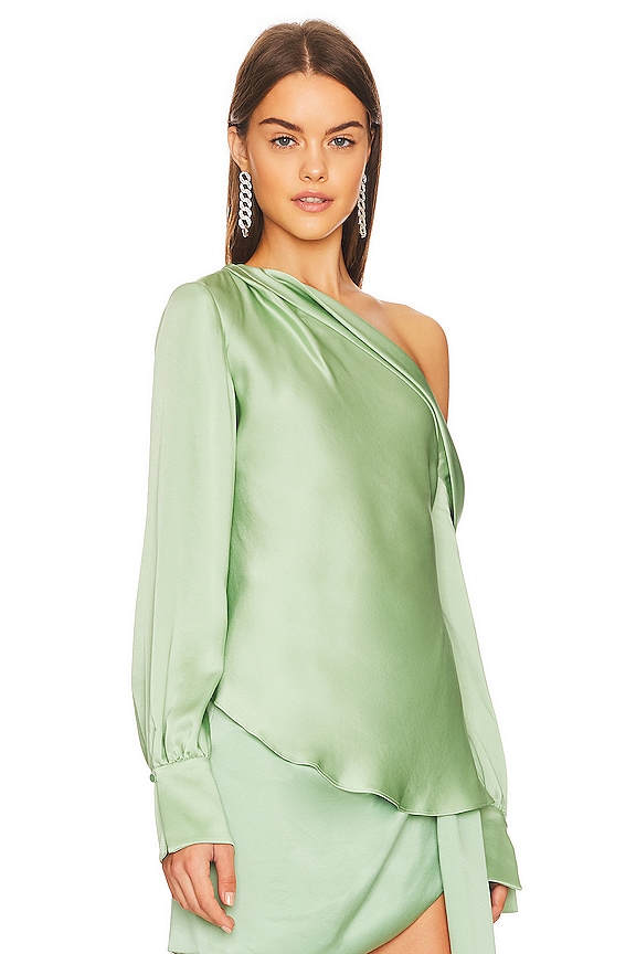 view 2 of 5 Alice One Shoulder Top in Celery