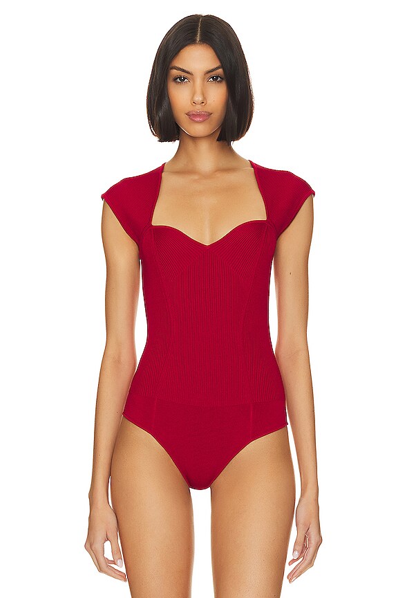 view 2 of 5 Barbara Sweetheart Bodysuit in Carmine